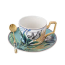 Tropical pink and black toucan porcelain tea cup set dining room