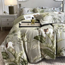 Tropical sage green printed faux silk bedding set bedroom comfort