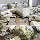 Tropical sage green printed faux silk bedding set bedroom comfort