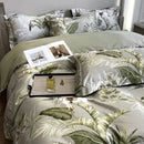 Tropical sage green printed faux silk bedding set bedroom comfort