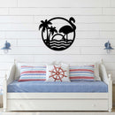 Tropical Flamingo Scenery Metal Wall Art – Exotic Bird Beach Coastal Home Decor