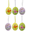 Set of 6 Real Eggshell Bunny and Flowers Pysanky Easter Egg Ornaments 2.5 Inches