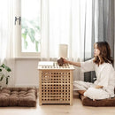 Tufted brown velvet corduroy floor seat cushion – living room pouf
