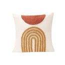Tufted burnt orange and yellow cushion cover living room