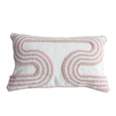Tufted white & blush pink cotton loop cushion cover living room