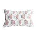 Tufted white & blush pink cotton loop cushion cover living room