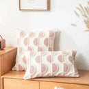 Tufted white & blush pink cotton loop cushion cover living room