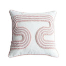 Tufted white & blush pink cotton loop cushion cover living room