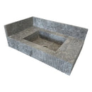 Tundra Gray Marble Rectangular Wall-mount Bathroom Sink with 6" Backsplash (W)16" (L)32" (H)10" angle view