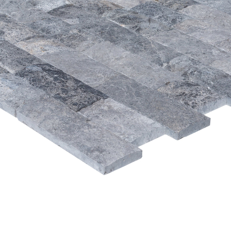 Tundra Gray 4"xFree Length Split-face Natural Marble Wall Tile - Belair Collection profile view