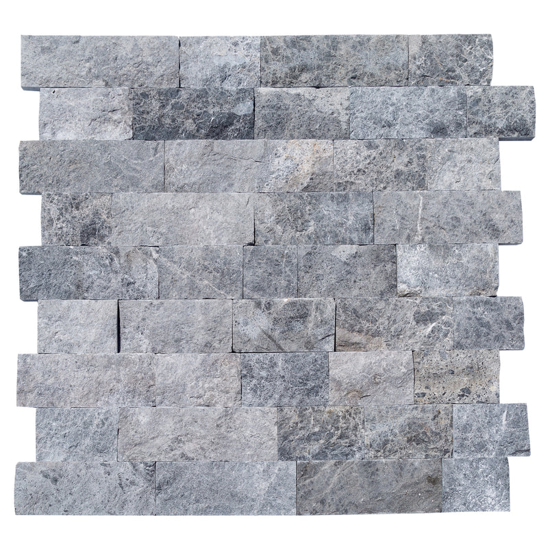 Tundra Gray 4"xFree Length Split-face Natural Marble Wall Tile - Belair Collection top view