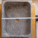 Tundra Gray Marble Turkish Handcrafted Farmhouse Apron Front Rectangular Sink 16x19.5x5