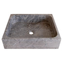 Tundra Gray Marble Turkish Handcrafted Farmhouse Apron Front Rectangular Sink 16x19.5x5