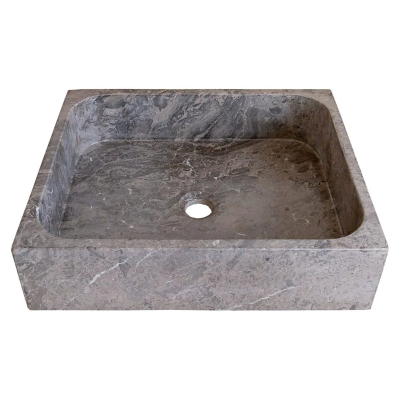 Tundra Gray Marble Rectangular Above Vanity Bathroom Sink (W)16" (L)19.5" (H)5" angle view product shot