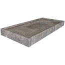 Tundra Grey Marble Rectangular Wall-mount Bathroom Sink Hidden Drain (W)20" (L)48" (H)5" profile view
