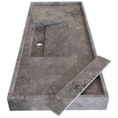 Tundra Grey Marble Rectangular Wall-mount Bathroom Sink Hidden Drain (W)20" (L)48" (H)5" side view drain cap is removed