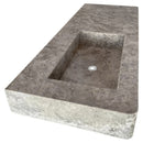 Tundra Gray Marble Rectangular Wall-mount Vanity Top Sink (W)20" (L)48" (H)5" angle view