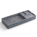 Tundra Gray Marble Rectangular Wall-Mount Sink with Integrated Trays - 40"x16"x5" - Honed