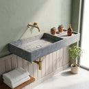 Tundra Gray Marble Rectangular Wall-Mount Sink with Integrated Trays - 40"x16"x5" - Honed