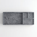 Tundra Gray Marble Rectangular Wall-Mount Sink with Integrated Trays - 40"x16"x5" - Honed