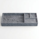 Tundra Gray Marble Rectangular Wall-Mount Sink with Integrated Trays - 40"x16"x5" - Honed
