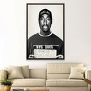 Tupac Mugshot Black Canvas