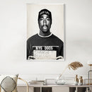 Tupac Mugshot Black Canvas