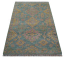 Turkish Design Pink Hand Knotted 4x6 Wool Area Rug