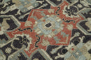 Traditional Heriz Rust And Beige Hand Knotted Wool Area Rug