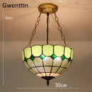 Turquoise and purple diamond square stained glass pendant light kitchen