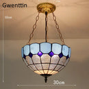 Turquoise and purple diamond square stained glass pendant light kitchen