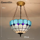 Turquoise and purple diamond square stained glass pendant light kitchen