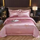 Turquoise blue satin jacquard embroidery bedding set for bedroom