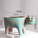 Turquoise ceramic cat succulent plant pot living room decor