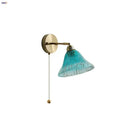 DecorBites™ Blue Glass Wall Sconce Pull Chain Switch Rotate Stair Light