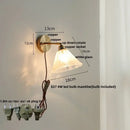 DecorBites™ Blue Glass Wall Sconce Pull Chain Switch Rotate Stair Light