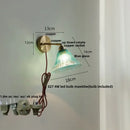 DecorBites™ Blue Glass Wall Sconce Pull Chain Switch Rotate Stair Light