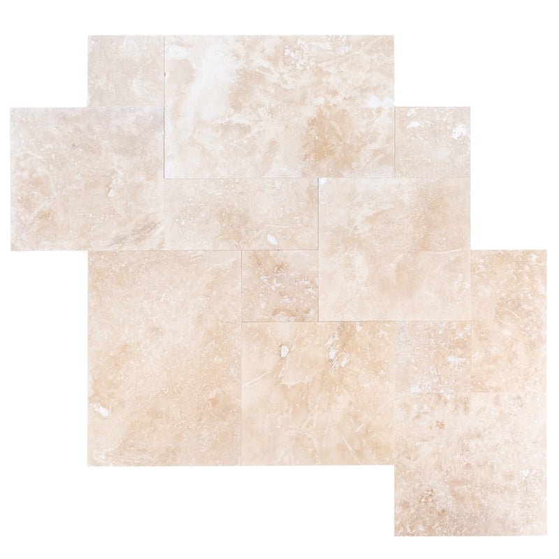 Tuscany Beige Travertine Tiles 4 sized Pattern Honed and Filled