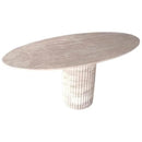 Tuscany Beige Travertine Handcrafted Oval Coffee Table Fluted Legs 24x50