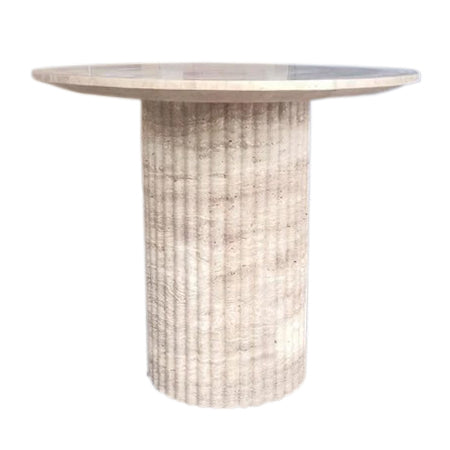 Tuscany Beige Travertine Vein-cut Oval Shape Coffee Table Fluted Leg (W)24" (L)50" (H)23" side view