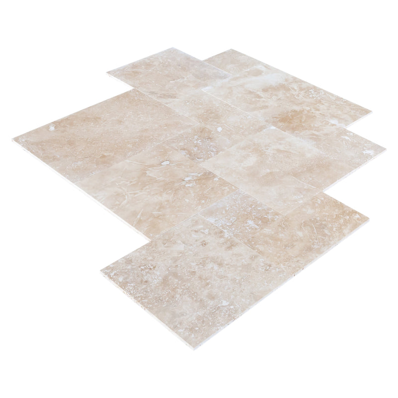 tuscany beige travertine floor wall tile 4 sized pattern angle view