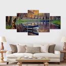 Autumn Lake Boat Wall Art