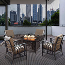 Aluminum 48-in Rectangular Patio Fire Table Set with Rocking Chairs