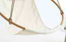 twill natural hanging round chair teak frame product shot edge details closeup