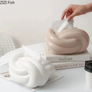 Twisted knot cream ceramic desktop storage tissue box – living room
