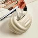 Twisted knot cream ceramic desktop storage tissue box – living room
