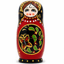 Set of 5 Red & Black Wooden Nesting Dolls Matryoshka 6.5 Inches