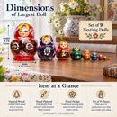 Set of 9 Rainbow Wooden Nesting Dolls  4.75 Inches