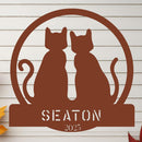 Two Cats w Name Sign