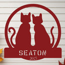 Two Cats w Name Sign